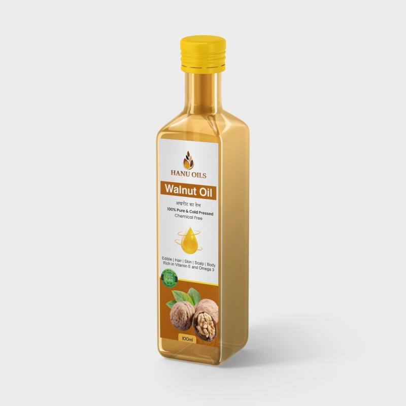 Pure Walnut Oil 100 ml | With Vitamin E | Virgin Cold-Pressed Oil | Badam Tail for Face & Skin | Perfect for Dry & Frizzy Hair | Body Massage Oil for Babies, Men & Women